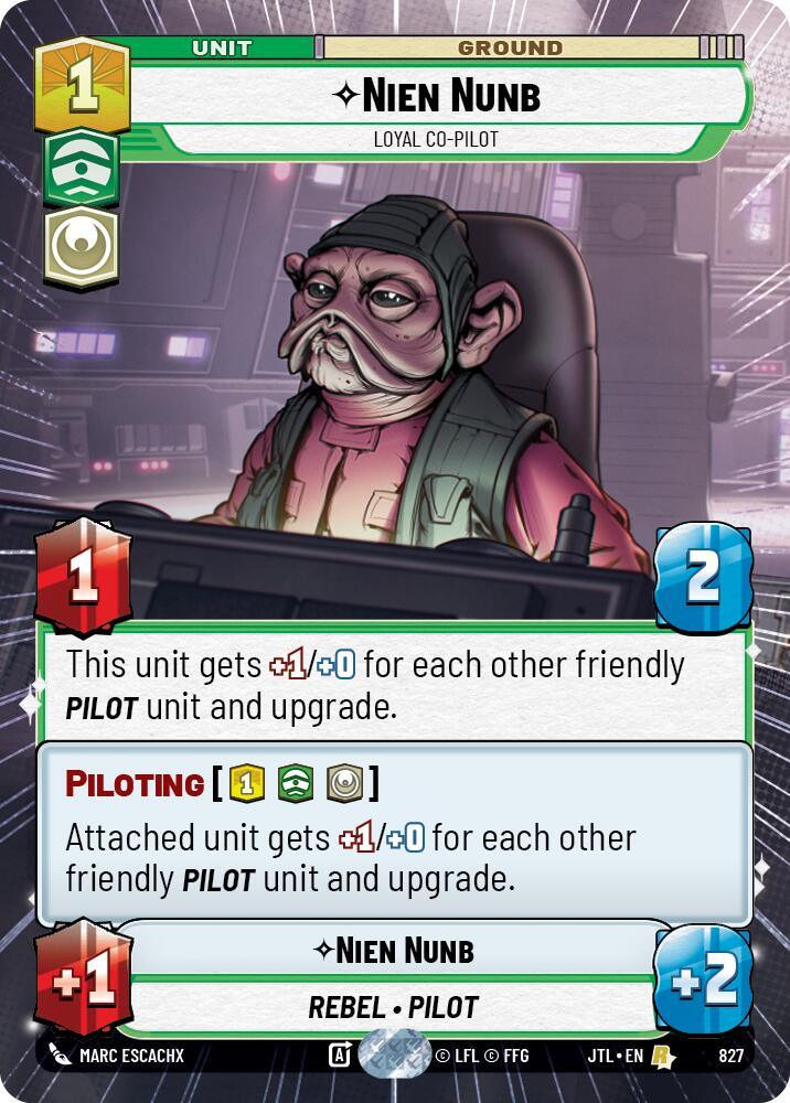 Nien Nunb - Loyal Co-Pilot (Hyperspace Foil) (827) [Jump to Lightspeed] (ONLINE ORDER ONLY)