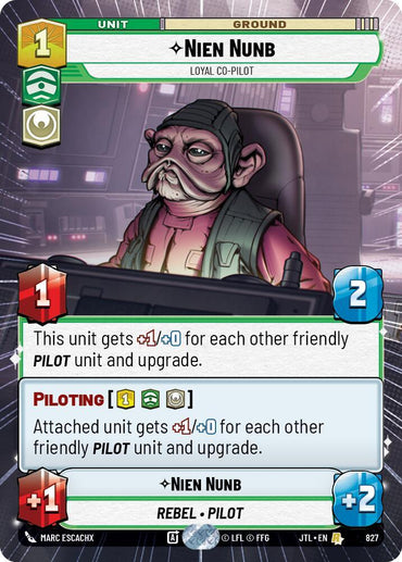 Nien Nunb - Loyal Co-Pilot (Hyperspace Foil) (827) [Jump to Lightspeed] (ONLINE ORDER ONLY)