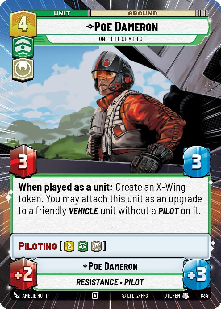 Poe Dameron - One Hell of a Pilot (Hyperspace Foil) (834) [Jump to Lightspeed] (ONLINE ORDER ONLY)