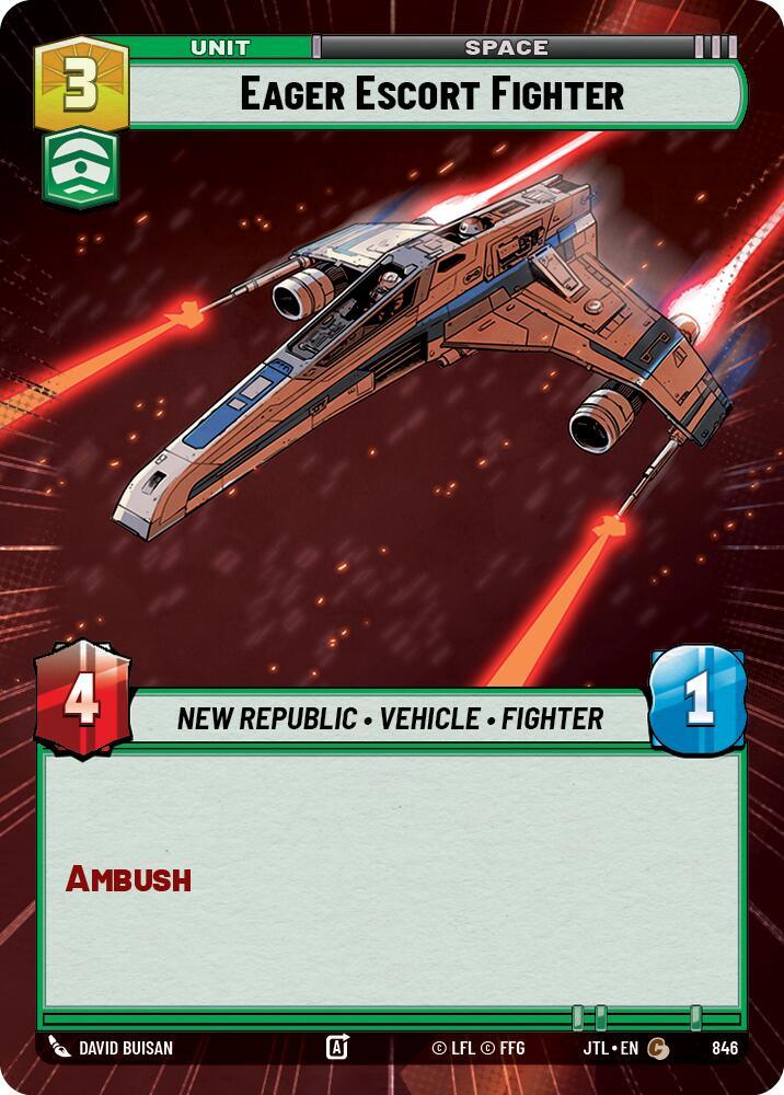 Eager Escort Fighter (Hyperspace Foil) (846) [Jump to Lightspeed] (ONLINE ORDER ONLY)