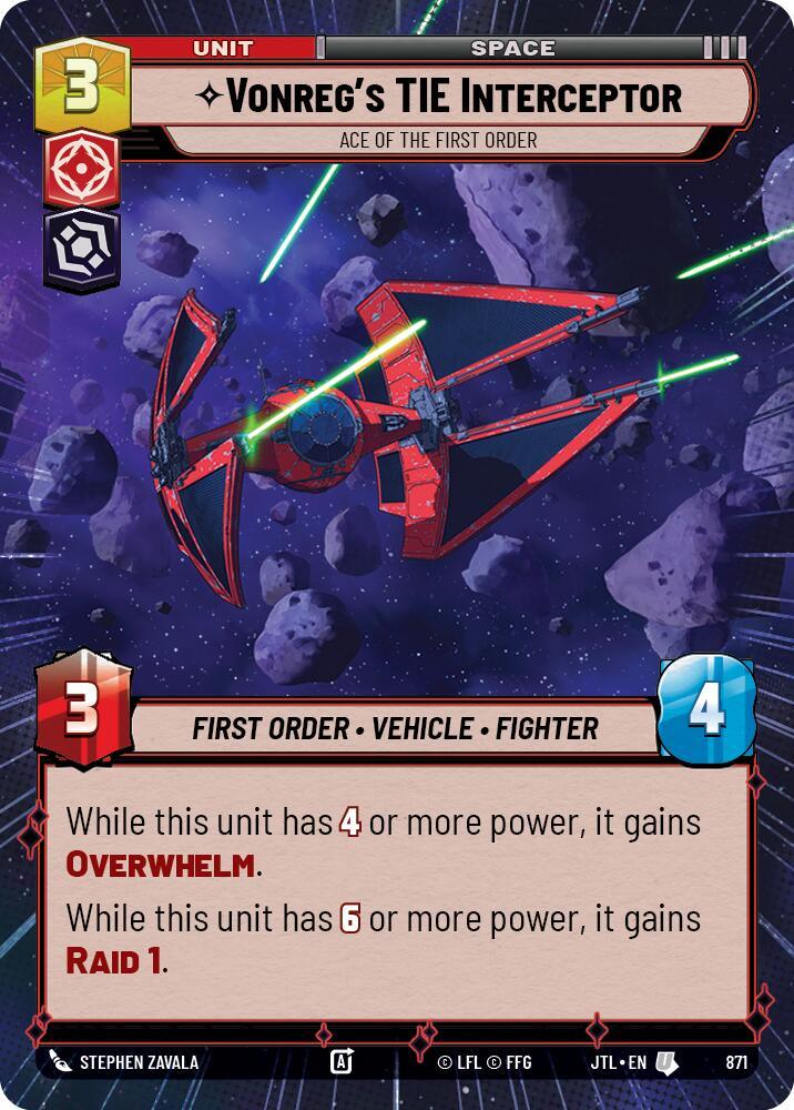 Vonreg's TIE Interceptor - Ace of the First Order (Hyperspace Foil) (871) [Jump to Lightspeed] (ONLINE ORDER ONLY)