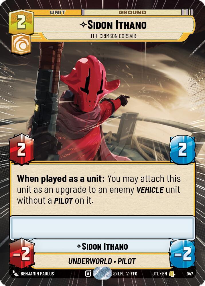 Sidon Ithano - The Crimson Corsair (Hyperspace Foil) (947) [Jump to Lightspeed] (ONLINE ORDER ONLY)
