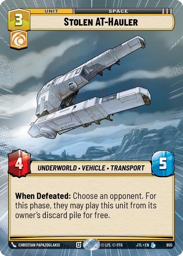 Stolen AT-Hauler (Hyperspace Foil) (955) [Jump to Lightspeed] (ONLINE ORDER ONLY)