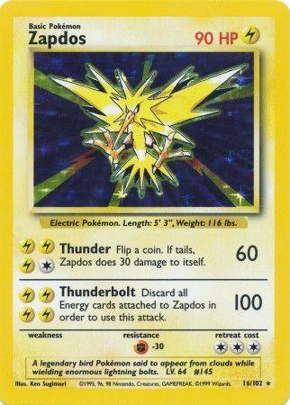 Zapdos (16/102) [Base Set Unlimited] (Online Only)