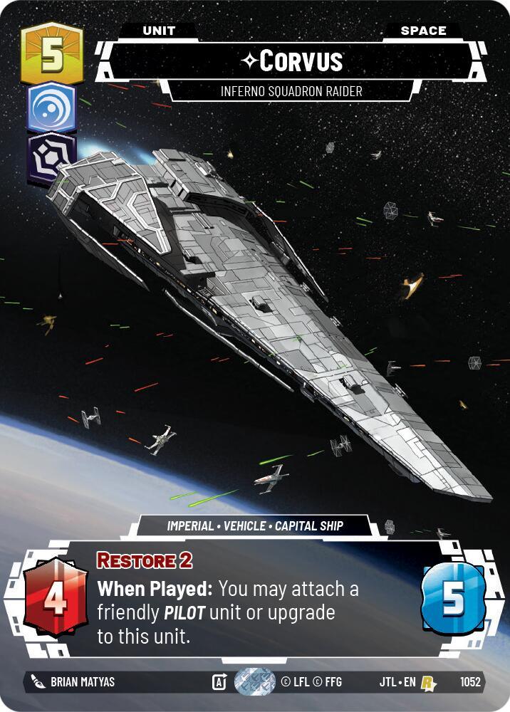 Corvus - Inferno Squadron Raider (Prestige Foil) (1052) [Jump to Lightspeed] (ONLINE ORDER ONLY)