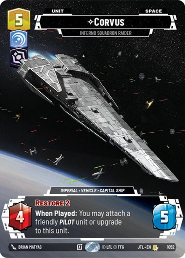 Corvus - Inferno Squadron Raider (Prestige Foil) (1052) [Jump to Lightspeed] (ONLINE ORDER ONLY)
