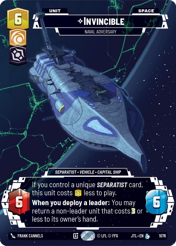 Invincible - Naval Adversary (Prestige Foil) (1076) [Jump to Lightspeed] (ONLINE ORDER ONLY)