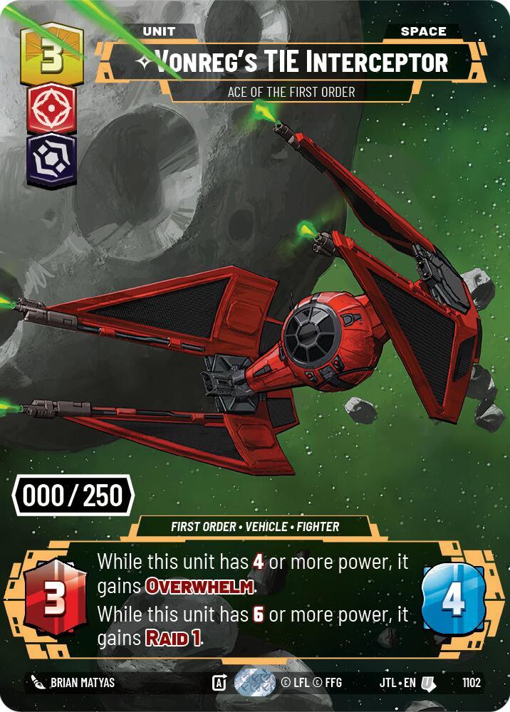 Vonreg's TIE Interceptor - Ace of the First Order (Serialized) (1102) [Jump to Lightspeed] (ONLINE ORDER ONLY)