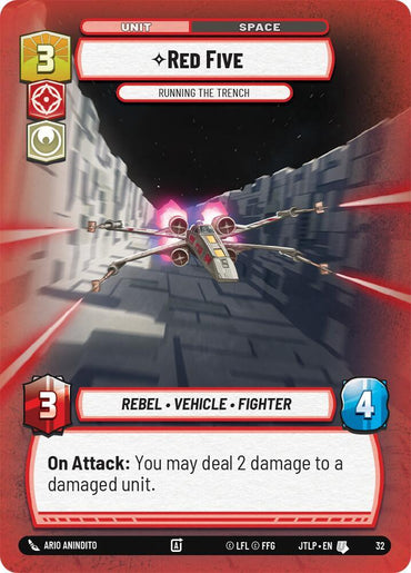 Red Five - Running the Trench (Foil) (32) [Jump to Lightspeed: Weekly Play] (ONLINE ORDER ONLY)