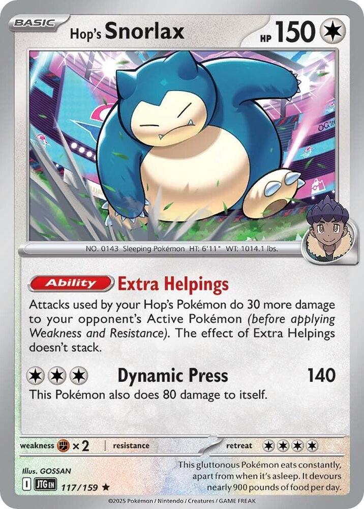 Hop's Snorlax (117/159) [Scarlet & Violet: Journey Together] (ONLINE ORDER ONLY)