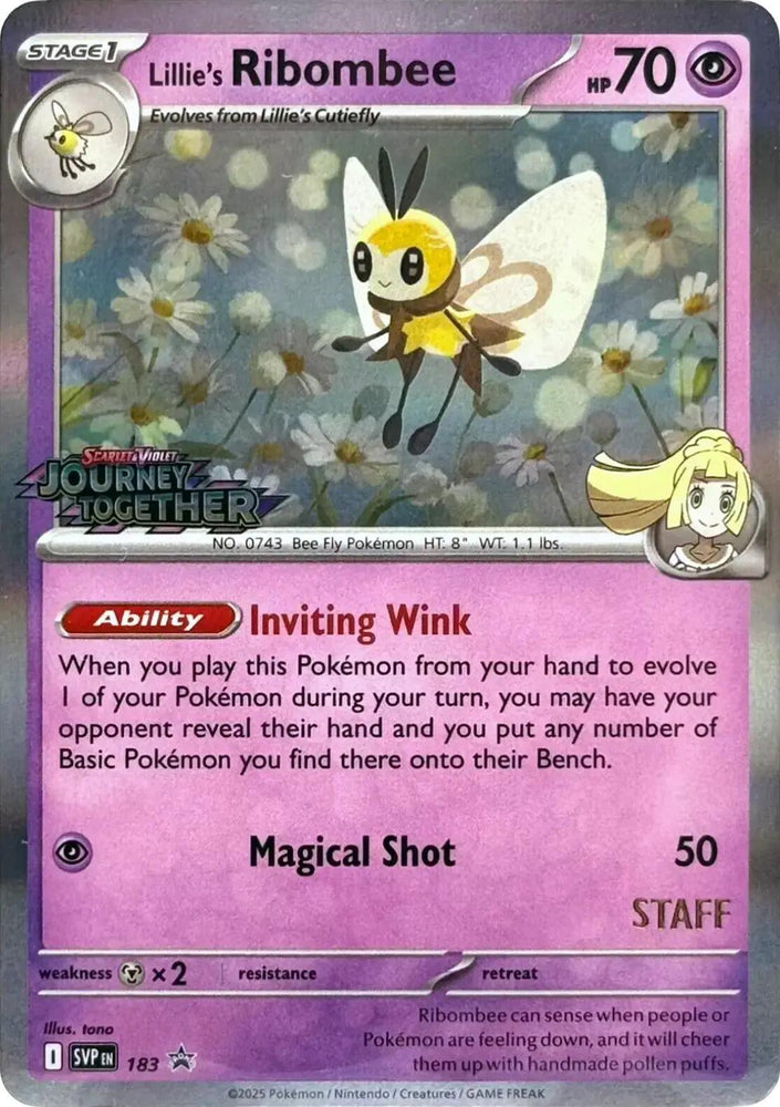Lillie's Ribombee (183) (Prerelease Staff) [Scarlet & Violet: Black Star Promos] (ONLINE ORDER ONLY)