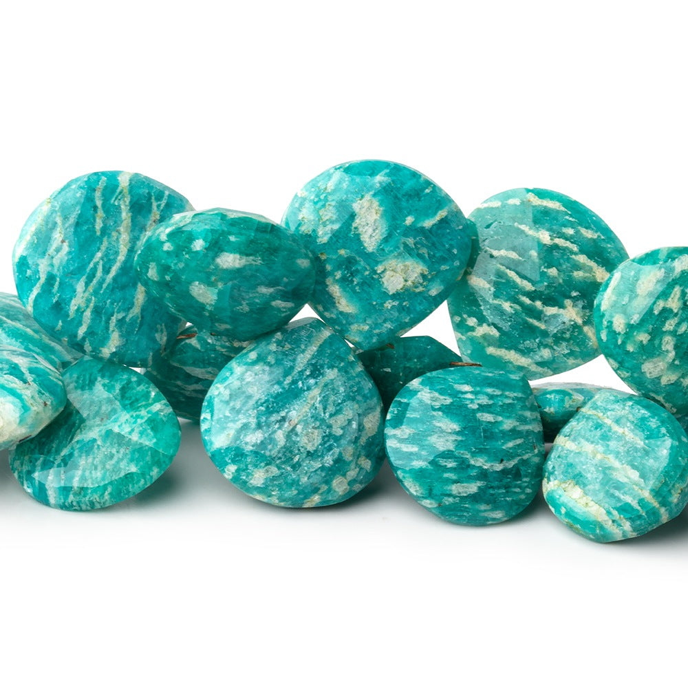 11.5x11.5-19x19mm Russian Amazonite Faceted Hearts 8 inch 35 Beads (ONLINE ORDER ONLY)