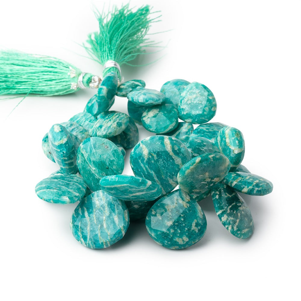 11.5x11.5-19x19mm Russian Amazonite Faceted Hearts 8 inch 35 Beads (ONLINE ORDER ONLY)