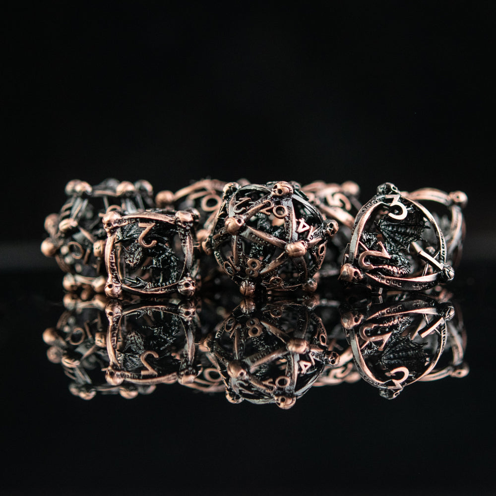Draco Immortui Hollow Metal Dice Set - Bronze (ONLINE ORDER ONLY)