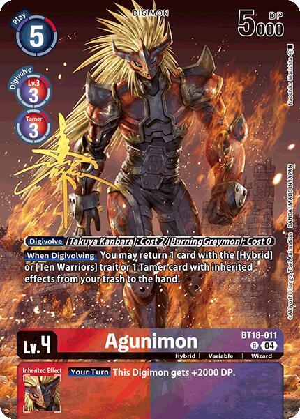 Agunimon [BT18-011] (Rare Pull) [World Convergence] (ONLINE ORDER ONLY)
