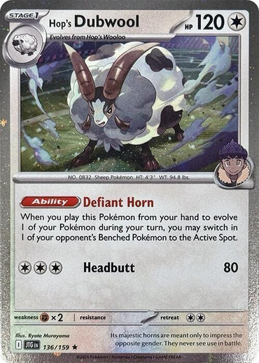 Hop's Dubwool (136/159) (Cosmos Holo) [Scarlet & Violet: Journey Together] (ONLINE ORDER ONLY)