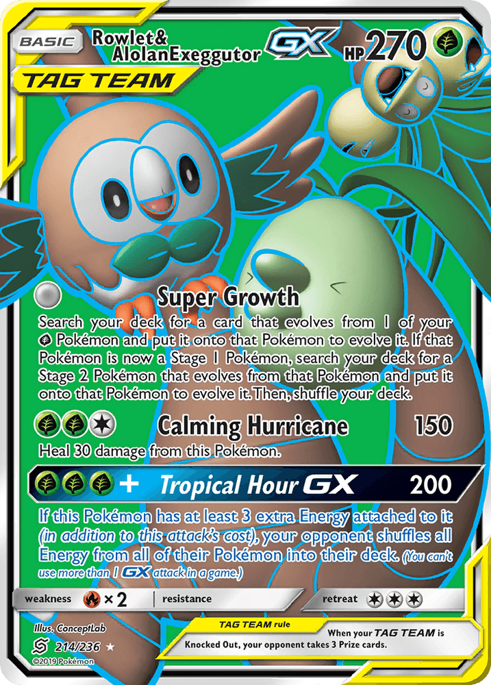 Rowlet & Alolan Exeggutor GX (214/236) [Sun & Moon: Unified Minds] (Online Only)