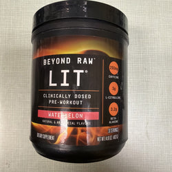 Beyond Raw Lit 250mg Caffeine Watermelon Flavor Pre-Workout Natural 402g NEW (ONLINE ORDER ONLY)