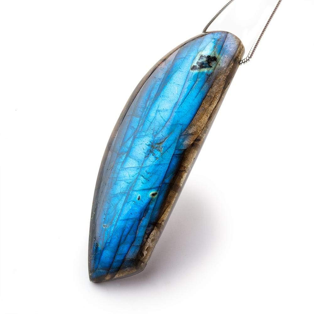 62x19x8mm Neon Aqua Blue Labradorite fancy shape focal bead 1 piece (ONLINE ORDER ONLY)