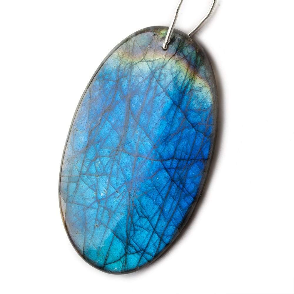 62x36x7mm Neon Blue Labradorite plain oval focal bead 1 piece AAA (ONLINE ORDER ONLY)