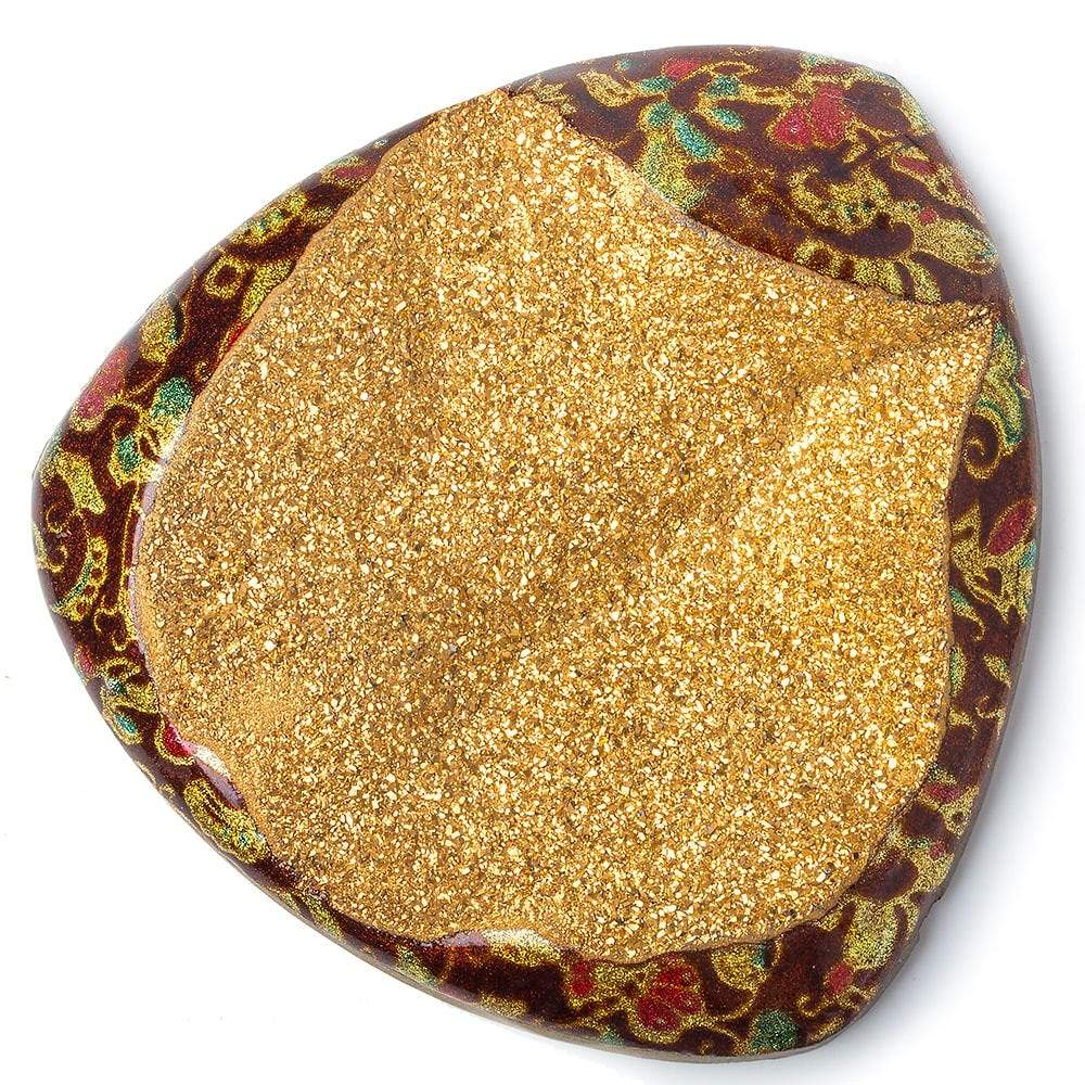 62x61x11mm Red Enamel & Gold Leaf Agate Drusy Focal Bead 1 piece (ONLINE ORDER ONLY)