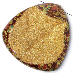 62x61x11mm Red Enamel & Gold Leaf Agate Drusy Focal Bead 1 piece (ONLINE ORDER ONLY)