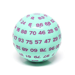 "Mint Rose" Single 100 Sided Polyhedral Dice (D100) | Mint  (45mm) Purple (Online Only)
