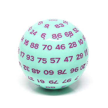 "Mint Rose" Single 100 Sided Polyhedral Dice (D100) | Mint  (45mm) Purple (Online Only)