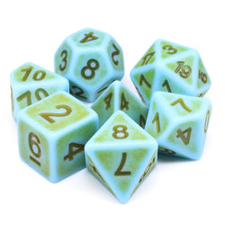 Mini-Moss Ancient 7-Dice Set Role Playing Dungeons and Dragons Dice (Green / Seafoam) (Online Only)