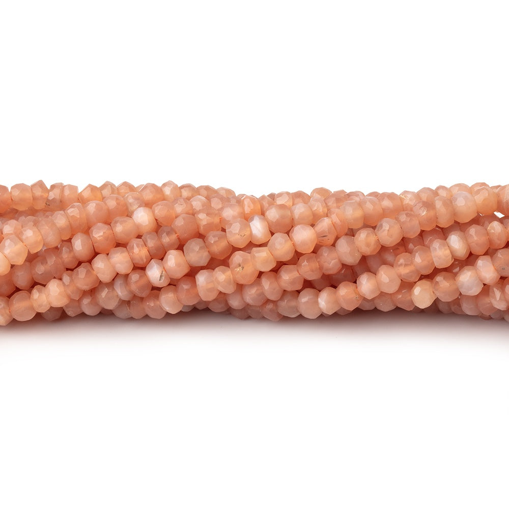 3mm Angel Skin Peach Moonstone Faceted Rondelles 12.5 inch 140 Beads (ONLINE ORDER ONLY)