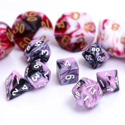 Black Pink Blend 7-Dice Mini-Dice RPG Set w/White Numbers Miniature Dice (Online Only)