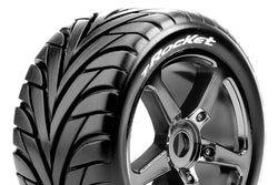 Louise R/C T-Rocket 1/8 Off-Road Truggy Tires 0" Offset 17mm Black Chrome Spoke Rim Front orRear (2) LT3250SBC (ONLINE ORDER ONLY)