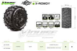Louise R/C MFT X-Rowdy Sport Monster Truck Belted Tires, 24mm Hex, Mounted (2) Kraton 8S LT3351BM (ONLINE ORDER ONLY)