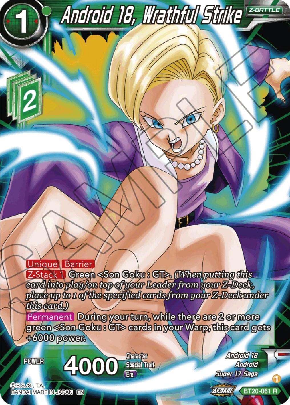 Android 18, Wrathful Strike (BT20-061) [Power Absorbed] (ONLINE ORDER ONLY)