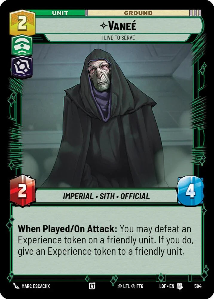 Vanee (584) - I Live to Serve (Foil) (584) [Legends of the Force] (ONLINE ORDER ONLY)