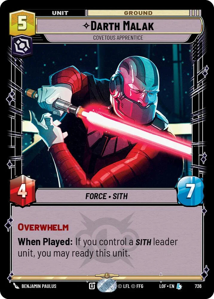 Darth Malak (736) - Covetous Apprentice (Foil) (736) [Legends of the Force] (ONLINE ORDER ONLY)