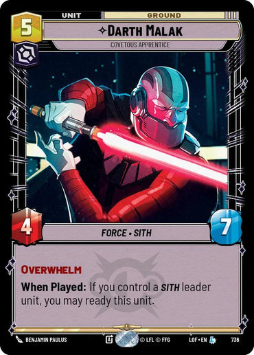 Darth Malak (736) - Covetous Apprentice (Foil) (736) [Legends of the Force] (ONLINE ORDER ONLY)