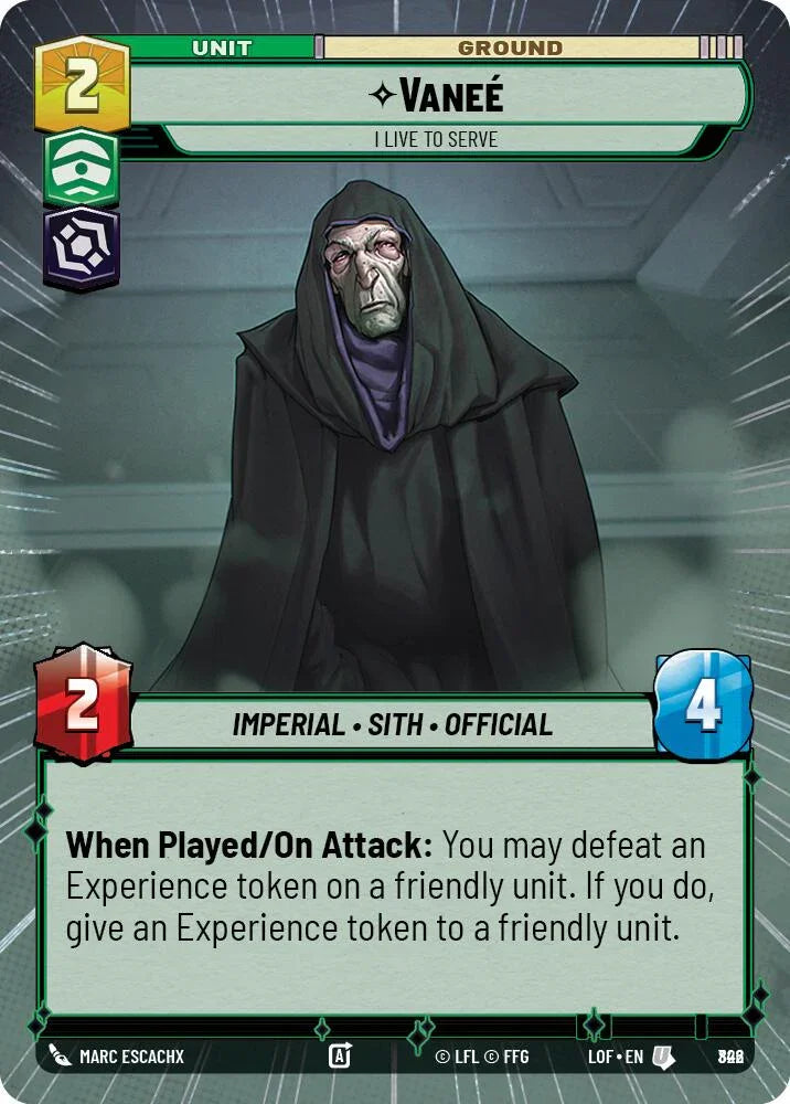 Vanee (822) - I Live to Serve (Hyperspace Foil) (822) [Legends of the Force] (ONLINE ORDER ONLY)