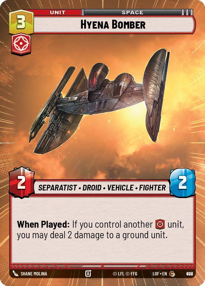 Hyena Bomber (898) (Hyperspace Foil) (898) [Legends of the Force] (ONLINE ORDER ONLY)