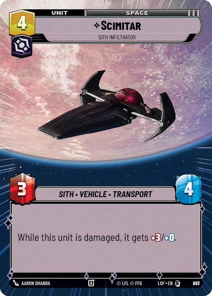 Scimitar (973) - Sith Infiltrator (Hyperspace Foil) (973) [Legends of the Force] (ONLINE ORDER ONLY)