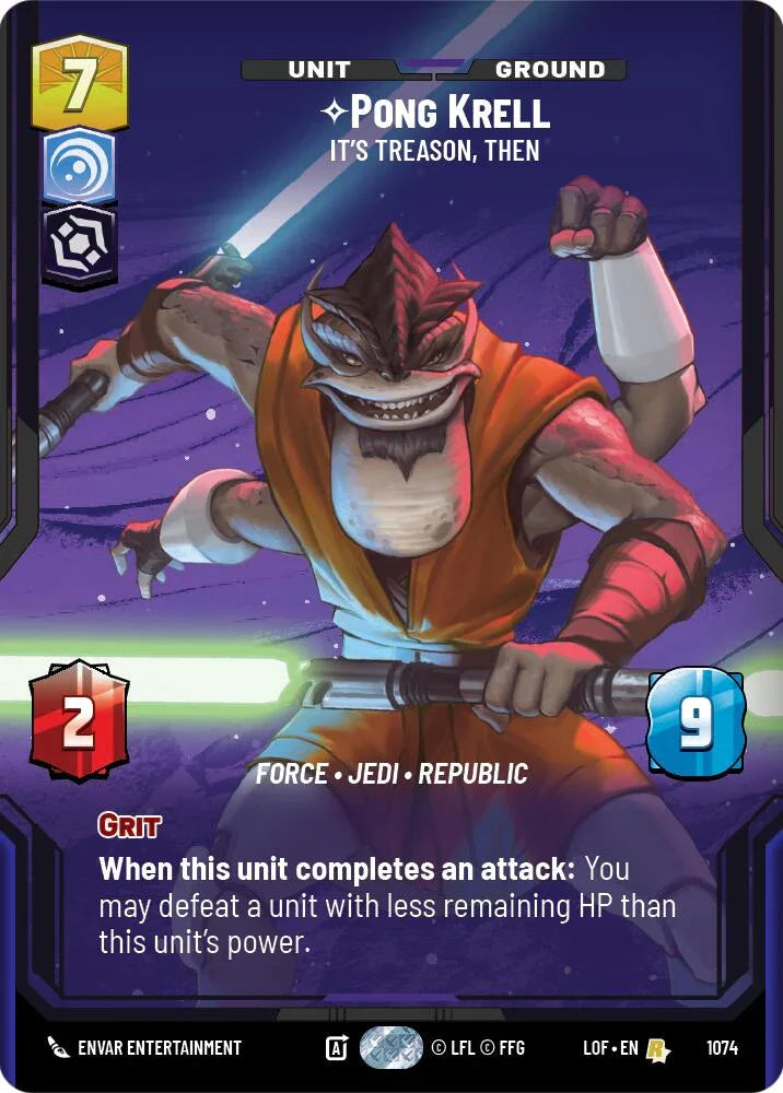 Pong Krell (1074) - It's Treason, Then (Prestige Foil) (1074) [Legends of the Force] (ONLINE ORDER ONLY)