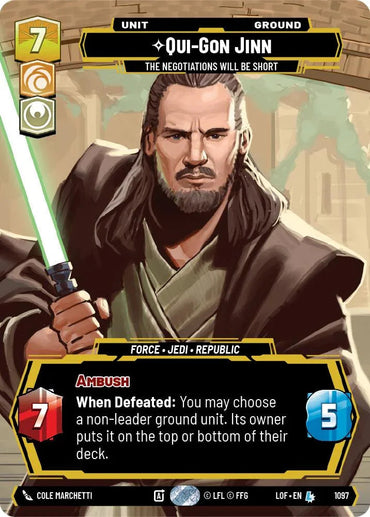 Qui-Gon Jinn (1097) - The Negotiations Will Be Short (Prestige Foil) (1097) [Legends of the Force] (ONLINE ORDER ONLY)