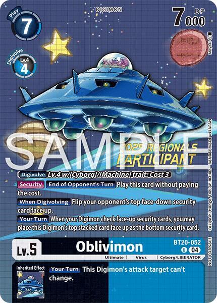 Oblivimon [BT20-052] (Regionals 25-26 Season 2 Participant) [Release Special Booster Ver.2.0] (ONLINE ORDER ONLY)