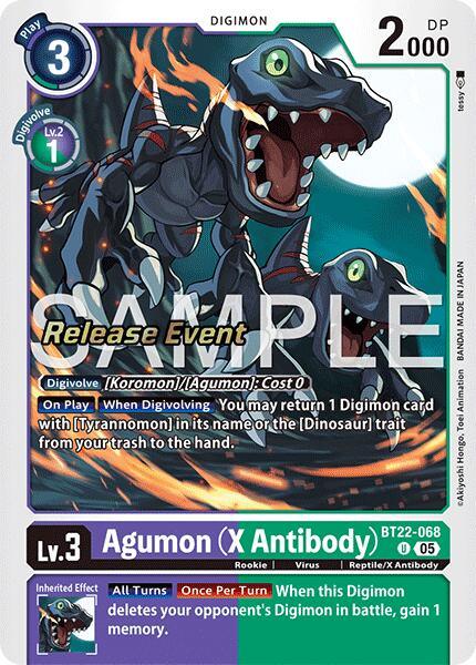 Agumon [BT22-068] (X Antibody) [Cyber Eden Release Event Cards] (ONLINE ORDER ONLY)