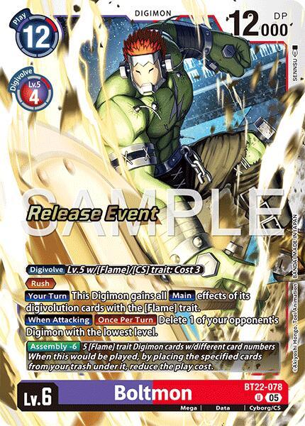 Boltmon [BT22-078] [Cyber Eden Release Event Cards] (ONLINE ORDER ONLY)