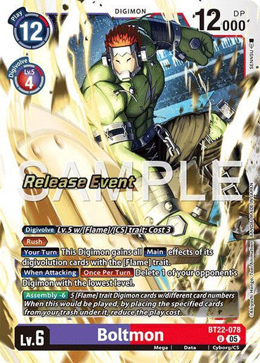 Boltmon [BT22-078] [Cyber Eden Release Event Cards] (ONLINE ORDER ONLY)