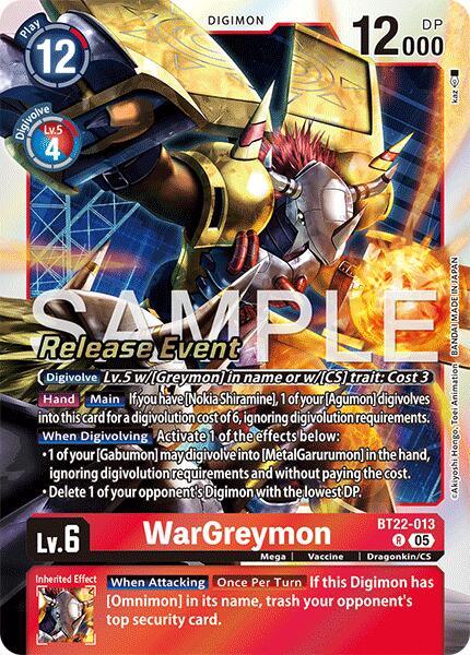 WarGreymon [BT22-013] [Cyber Eden Release Event Cards] (ONLINE ORDER ONLY)