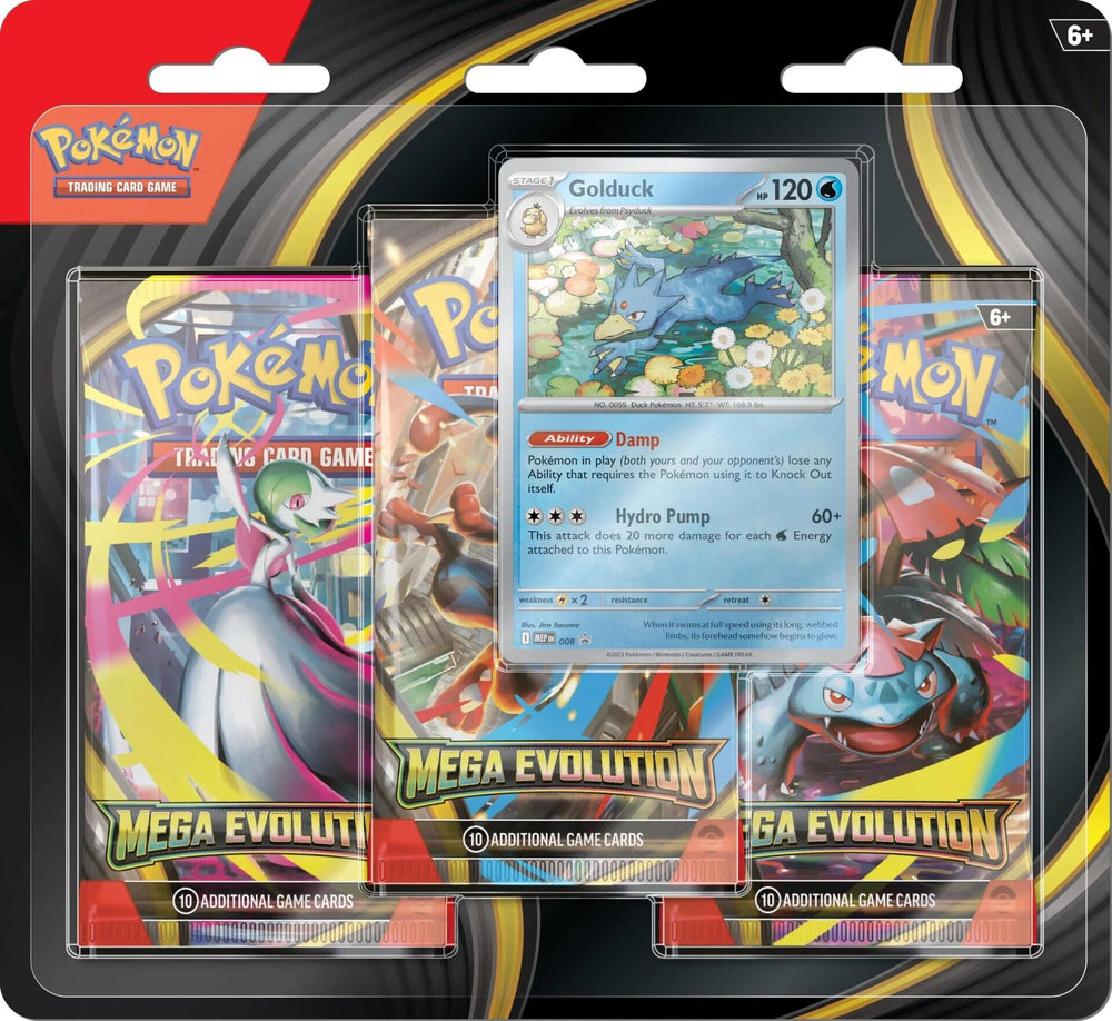 Mega Evolution 3 Pack Blister [Golduck] [MEG] (ONLINE ORDER ONLY)
