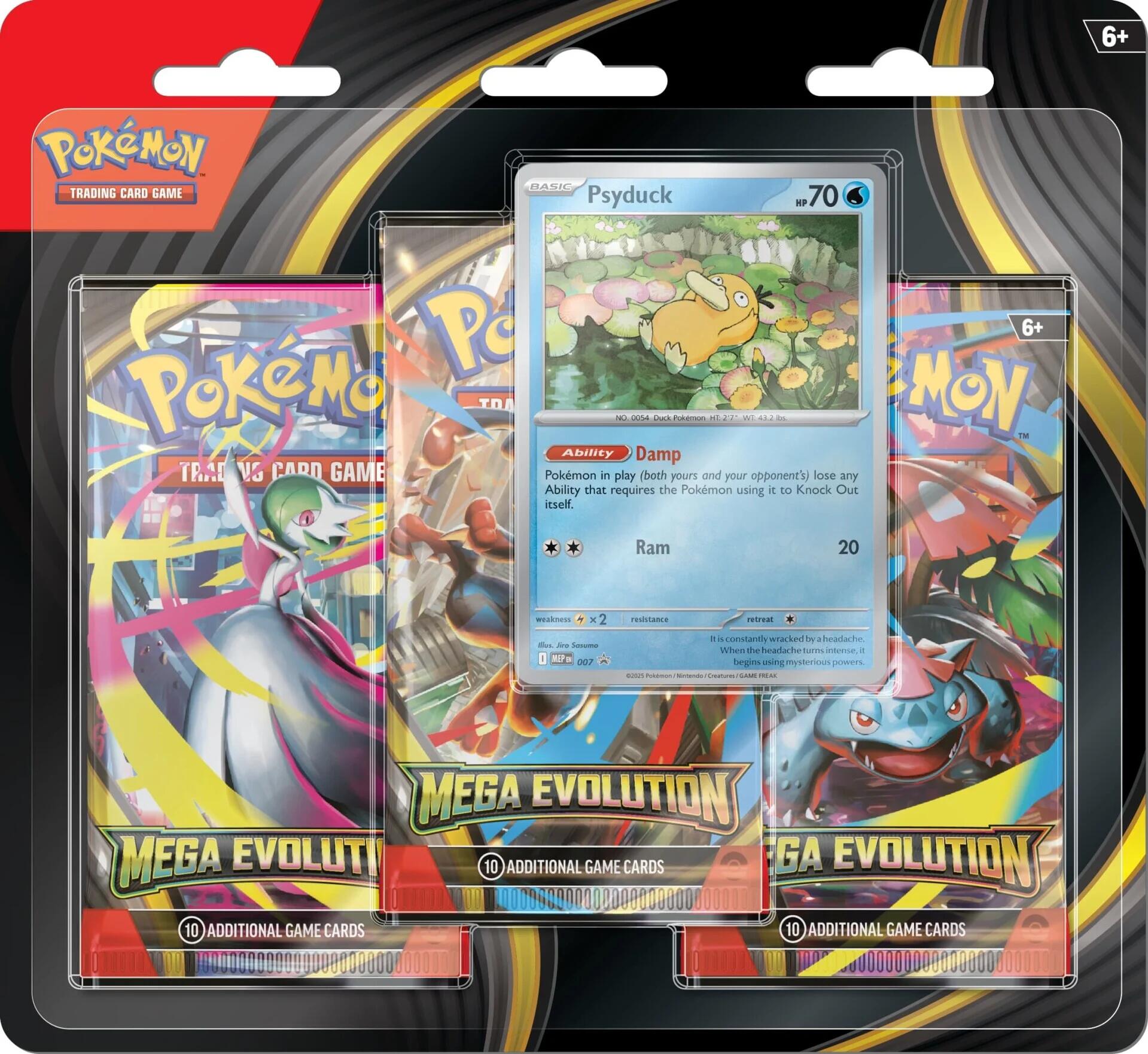 Mega Evolution 3 Pack Blister [Psyduck] [MEG] (ONLINE ORDER ONLY)