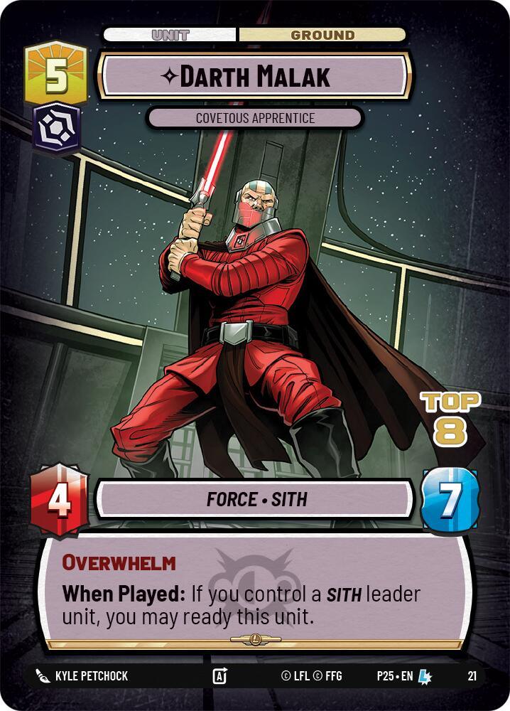 Darth Malak - Covetous Apprentice (Top 8) (21) (21) [Organized Play Promos] (ONLINE ORDER ONLY)
